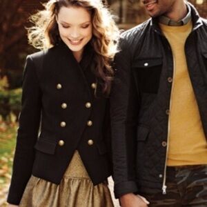 Banana Republic Cropped Wool Blend Black Captain's Blazer Military Jacket